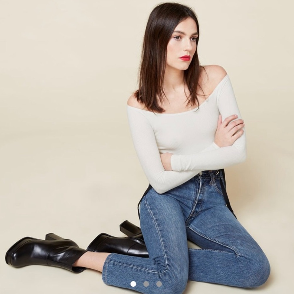 Reformation Moraine White Long Sleeve Top